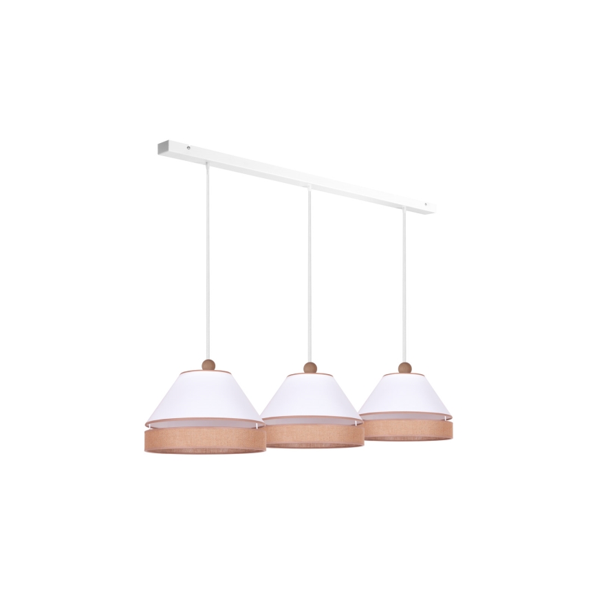 Duolla - Lampadario a sospensione con filo AVIGNON 3xE27/15W/230V bianco/marrone