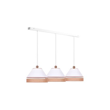 Duolla - Lampadario a sospensione con filo AVIGNON 3xE27/15W/230V bianco/marrone