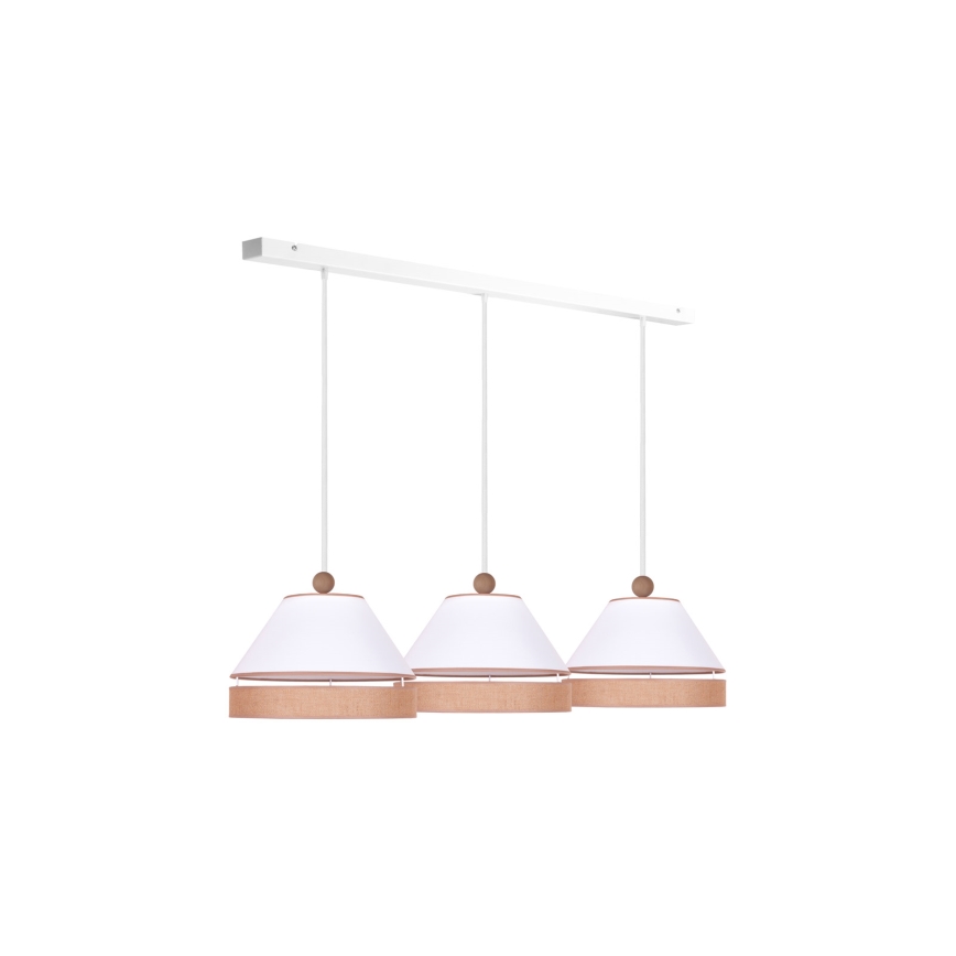 Duolla - Lampadario a sospensione con filo AVIGNON 3xE27/15W/230V bianco/marrone