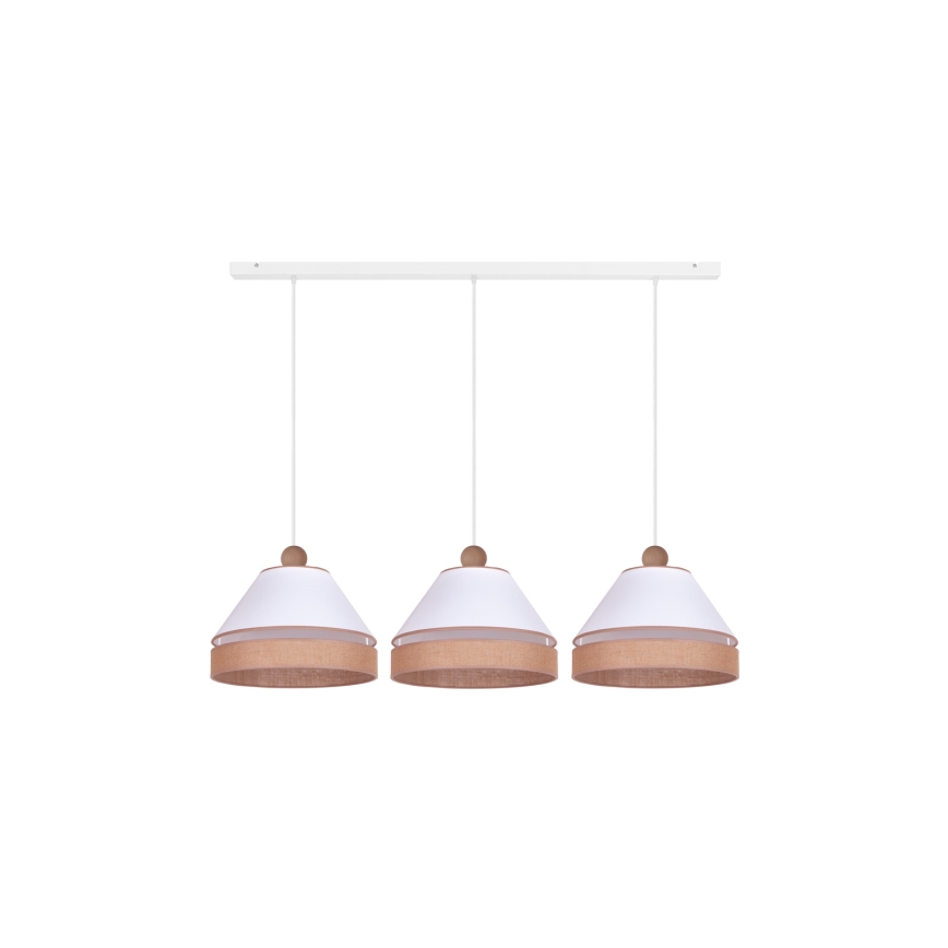Duolla - Lampadario a sospensione con filo AVIGNON 3xE27/15W/230V bianco/marrone