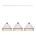 Duolla - Lampadario a sospensione con filo AVIGNON 3xE27/15W/230V bianco/rattan