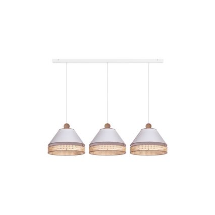 Duolla - Lampadario a sospensione con filo AVIGNON 3xE27/15W/230V bianco/rattan