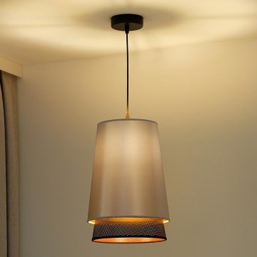 Duolla - Lampadario a sospensione con filo BELL SHINY 1xE27/15W/230V diametro 25 cm argento/nero