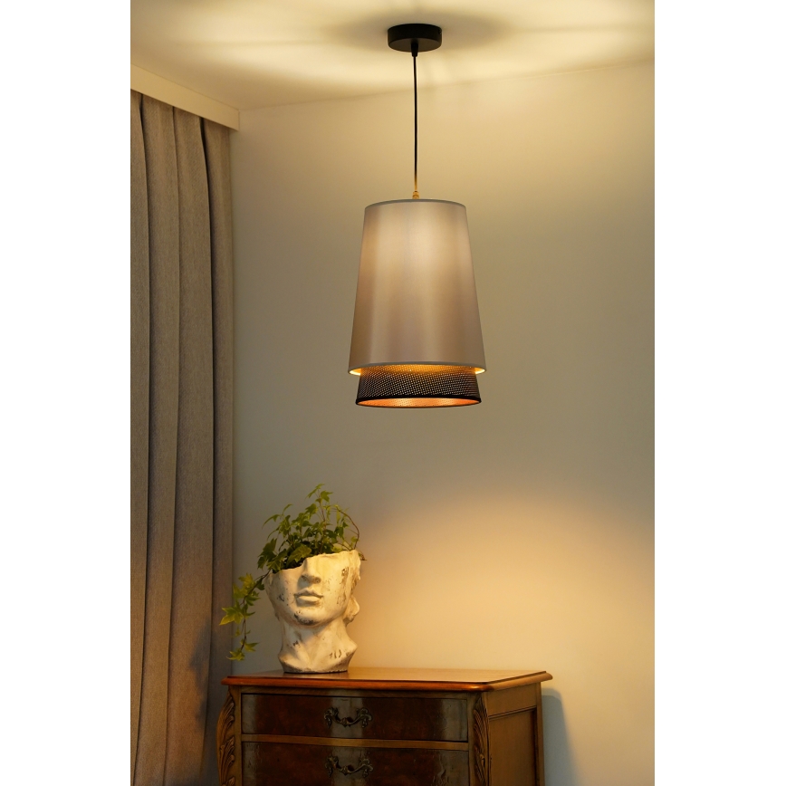 Duolla - Lampadario a sospensione con filo BELL SHINY 1xE27/15W/230V diametro 25 cm argento/nero