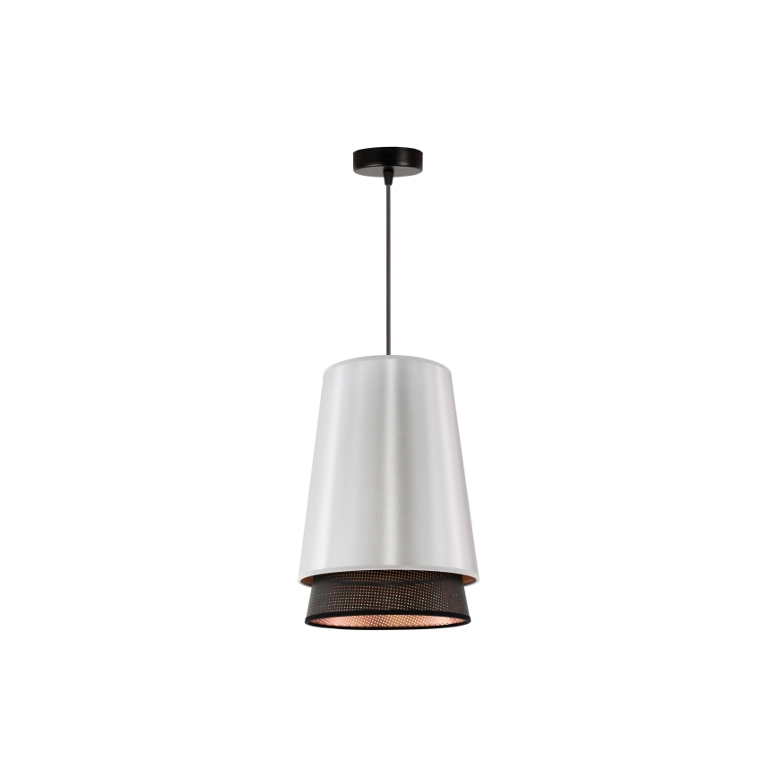 Duolla - Lampadario a sospensione con filo BELL SHINY 1xE27/15W/230V diametro 25 cm argento/nero