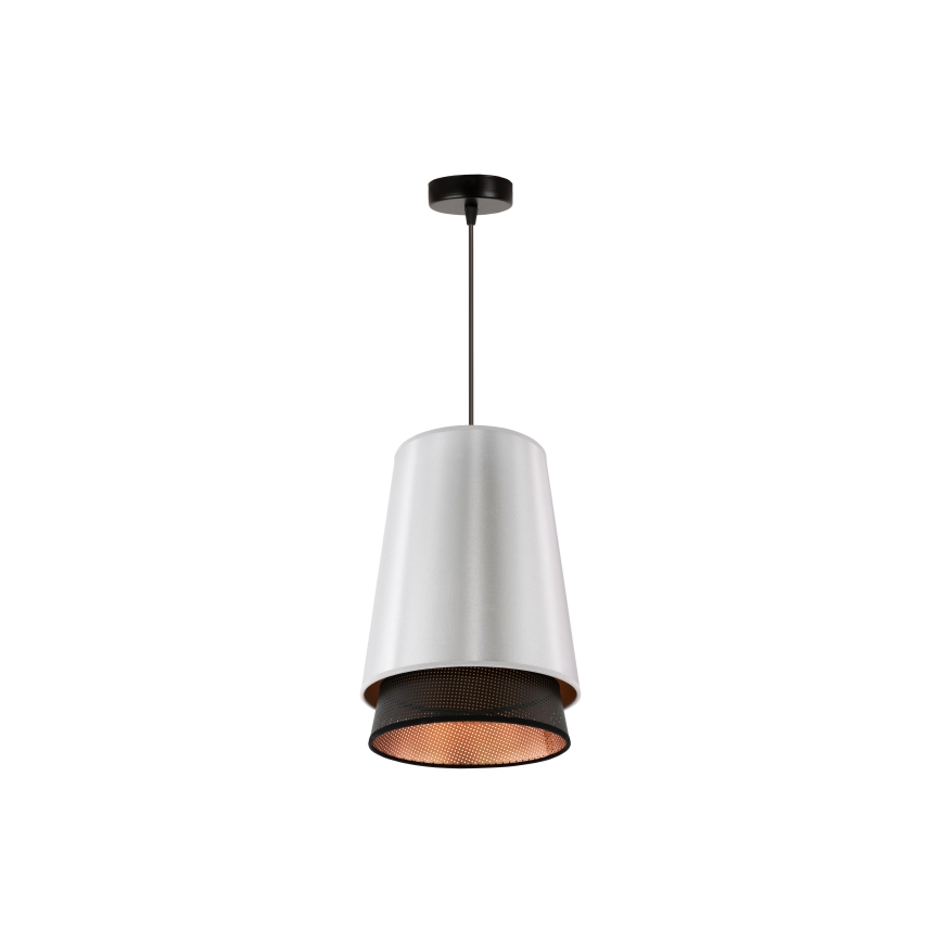 Duolla - Lampadario a sospensione con filo BELL SHINY 1xE27/15W/230V diametro 25 cm argento/nero