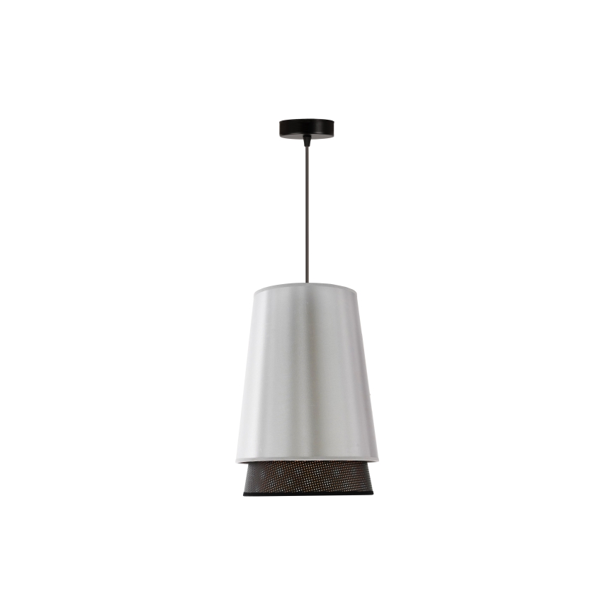 Duolla - Lampadario a sospensione con filo BELL SHINY 1xE27/15W/230V diametro 25 cm argento/nero