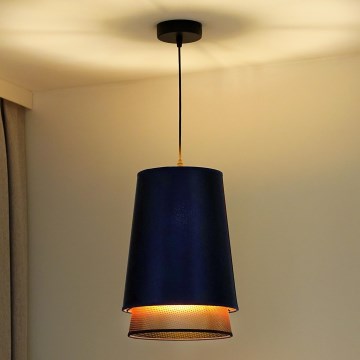 Duolla - Lampadario a sospensione con filo BELL SHINY 1xE27/15W/230V diametro 25 cm blu/rame