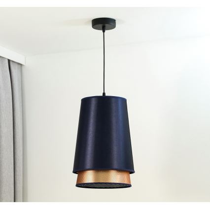 Duolla - Lampadario a sospensione con filo BELL SHINY 1xE27/15W/230V diametro 25 cm blu/rame