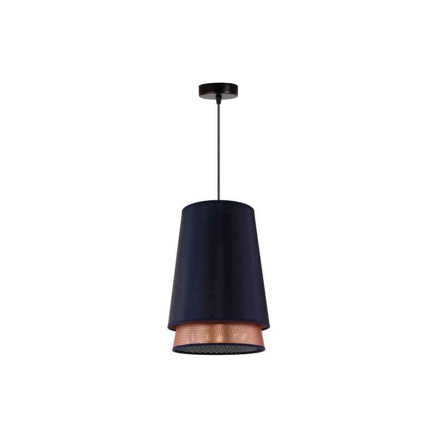Duolla - Lampadario a sospensione con filo BELL SHINY 1xE27/15W/230V diametro 25 cm blu/rame