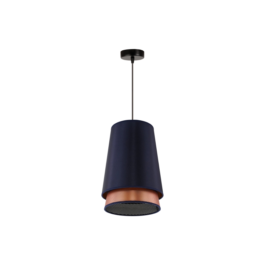 Duolla - Lampadario a sospensione con filo BELL SHINY 1xE27/15W/230V diametro 25 cm blu/rame