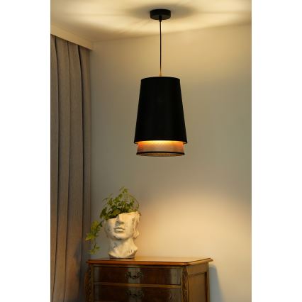 Duolla - Lampadario a sospensione con filo BELL SHINY 1xE27/15W/230V diametro 25 cm nero/rame