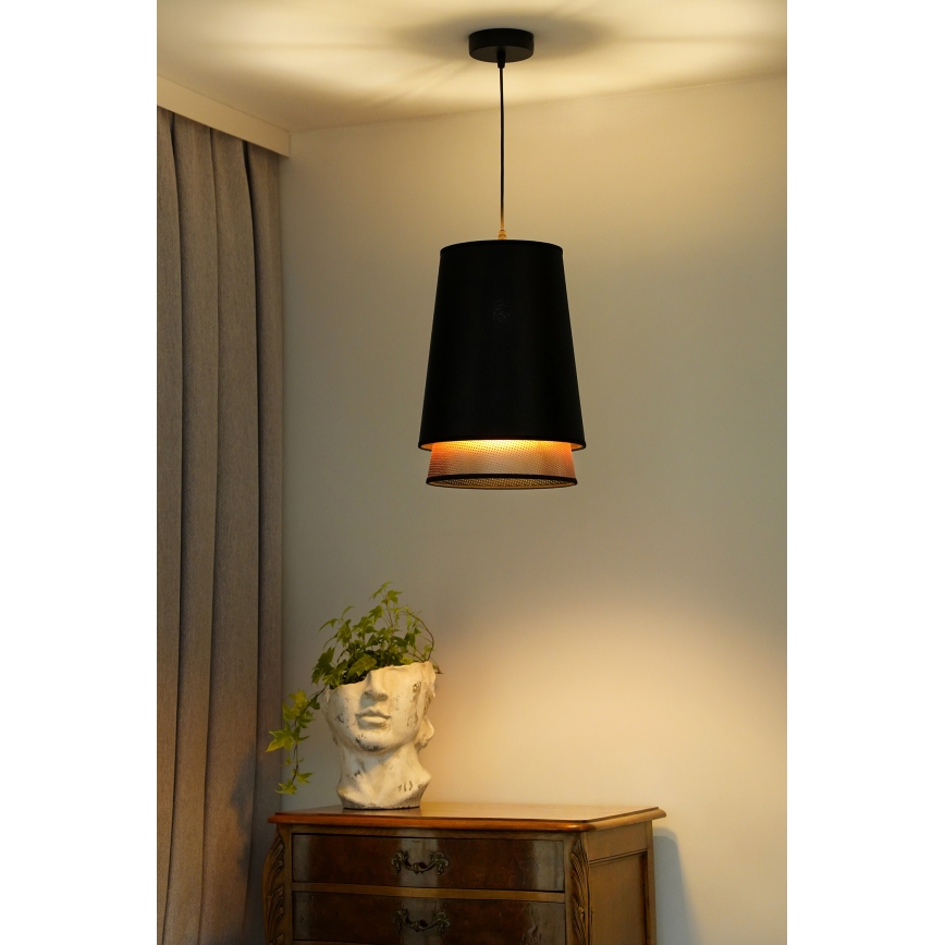 Duolla - Lampadario a sospensione con filo BELL SHINY 1xE27/15W/230V diametro 25 cm nero/rame