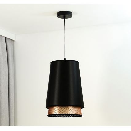 Duolla - Lampadario a sospensione con filo BELL SHINY 1xE27/15W/230V diametro 25 cm nero/rame