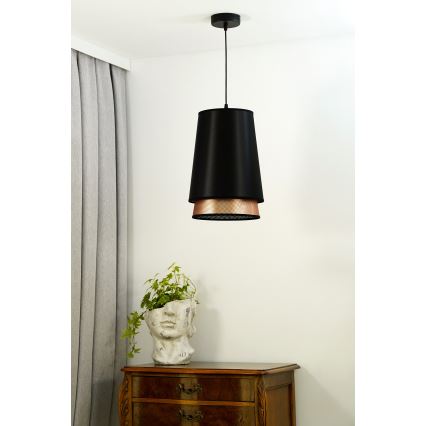 Duolla - Lampadario a sospensione con filo BELL SHINY 1xE27/15W/230V diametro 25 cm nero/rame