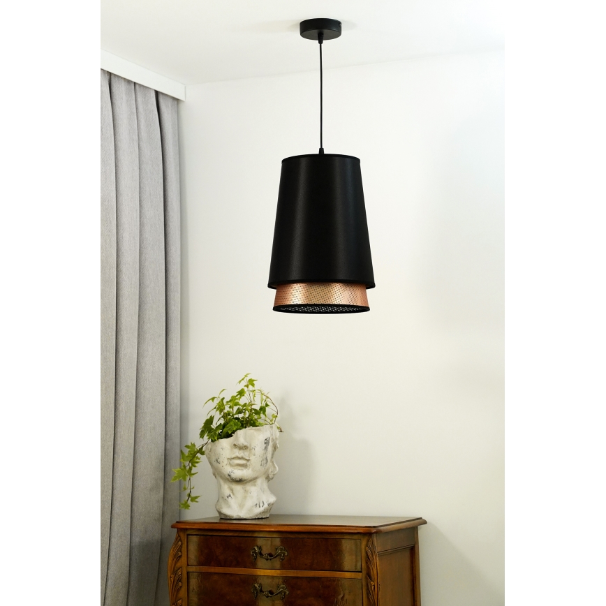Duolla - Lampadario a sospensione con filo BELL SHINY 1xE27/15W/230V diametro 25 cm nero/rame