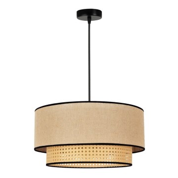 Duolla - Lampadario a sospensione con filo BOHO 1xE27/15W/230V diametro 45 cm beige/rattan