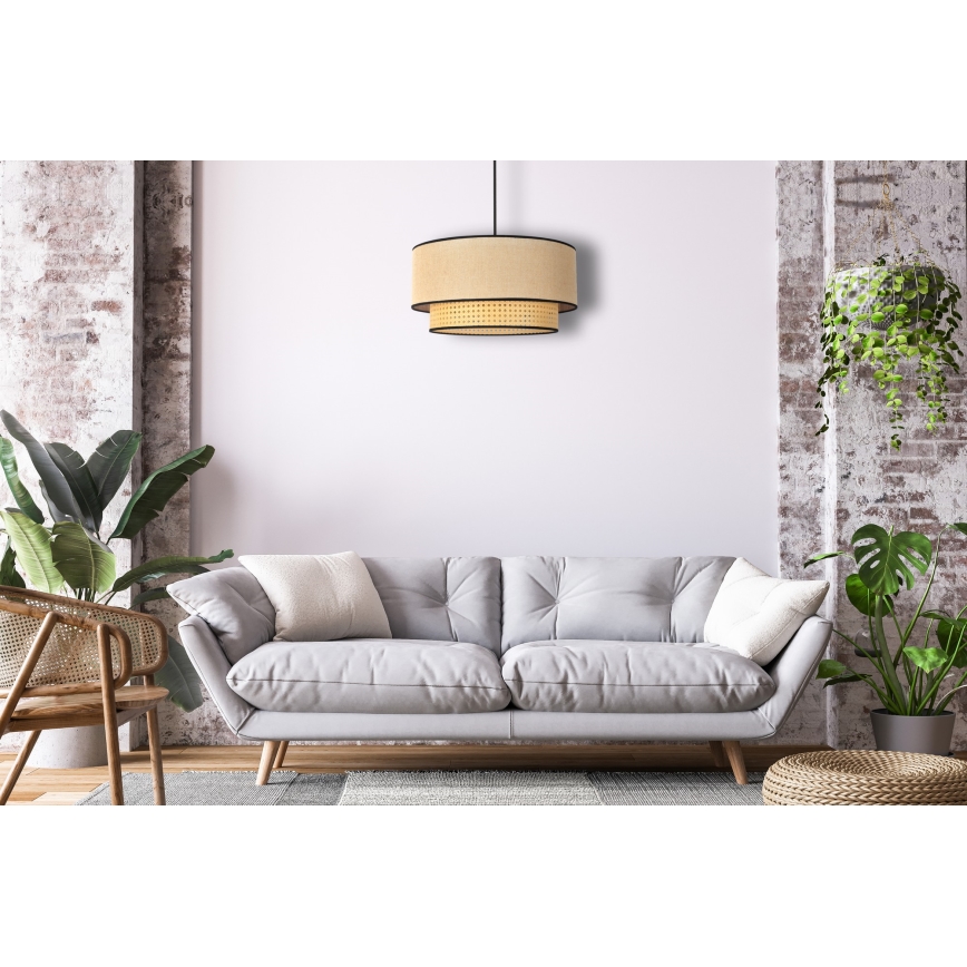 Duolla - Lampadario a sospensione con filo BOHO 1xE27/15W/230V diametro 45 cm beige/rattan