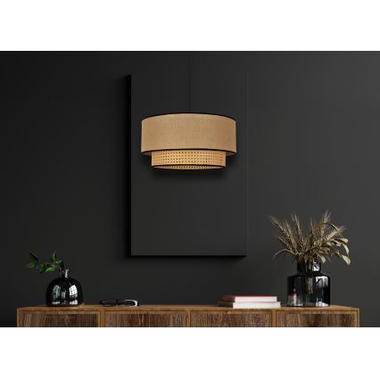 Duolla - Lampadario a sospensione con filo BOHO 1xE27/15W/230V diametro 45 cm beige/rattan