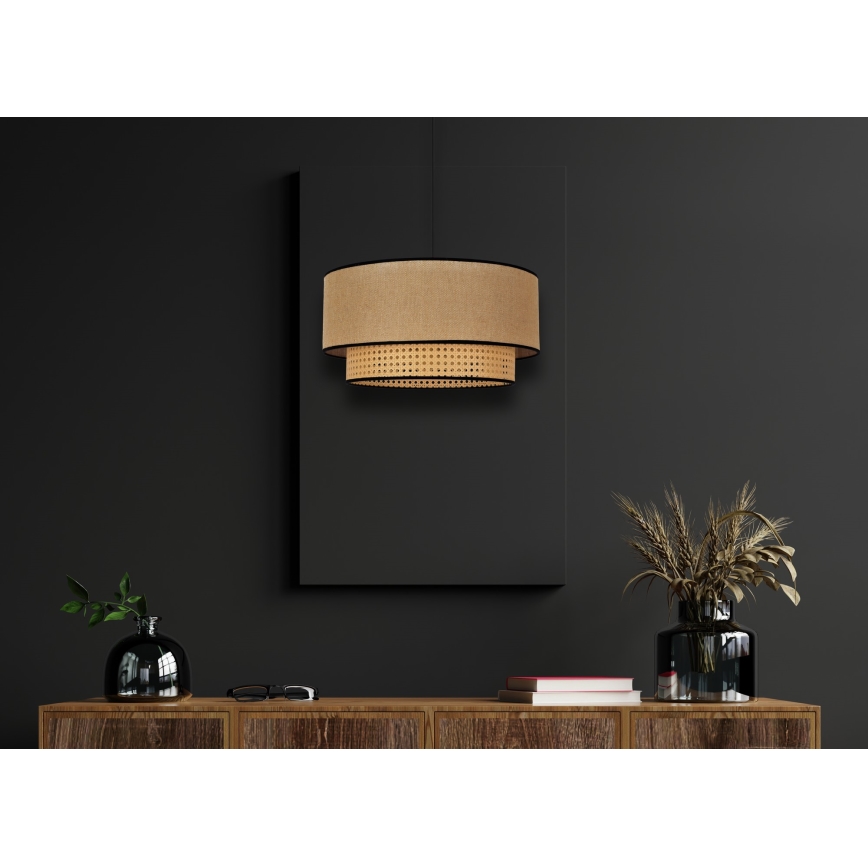 Duolla - Lampadario a sospensione con filo BOHO 1xE27/15W/230V diametro 45 cm beige/rattan