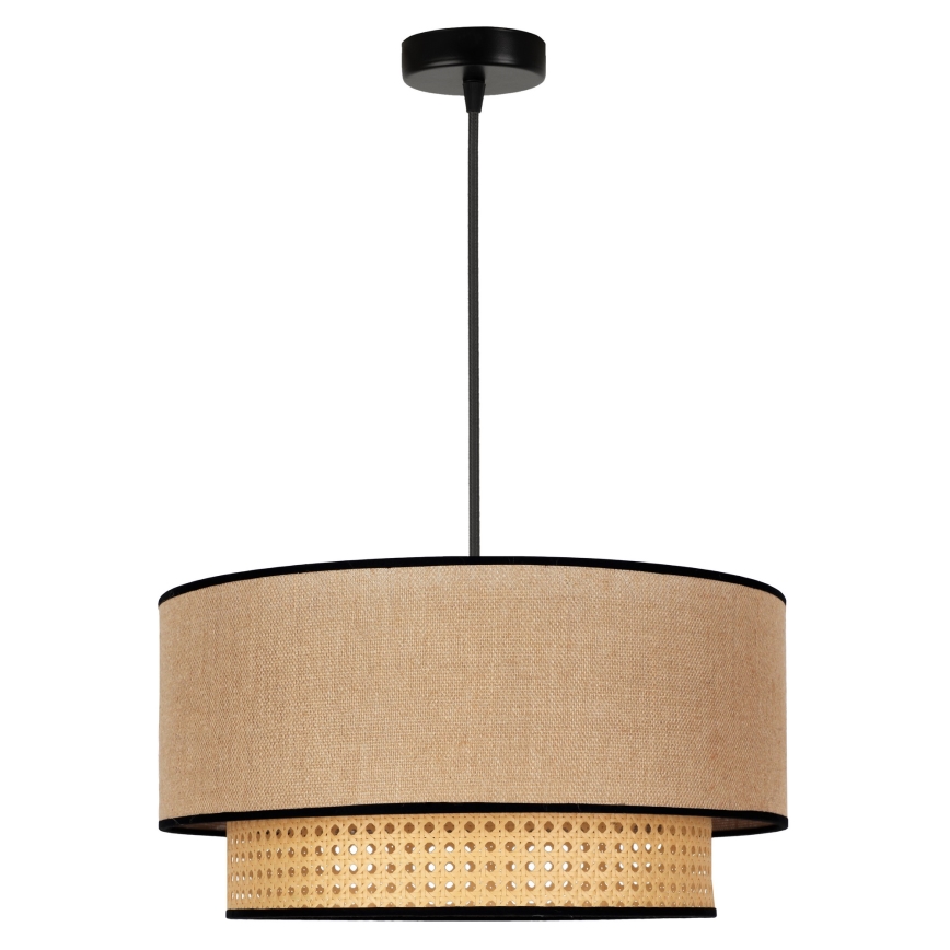 Duolla - Lampadario a sospensione con filo BOHO 1xE27/15W/230V diametro 45 cm beige/rattan