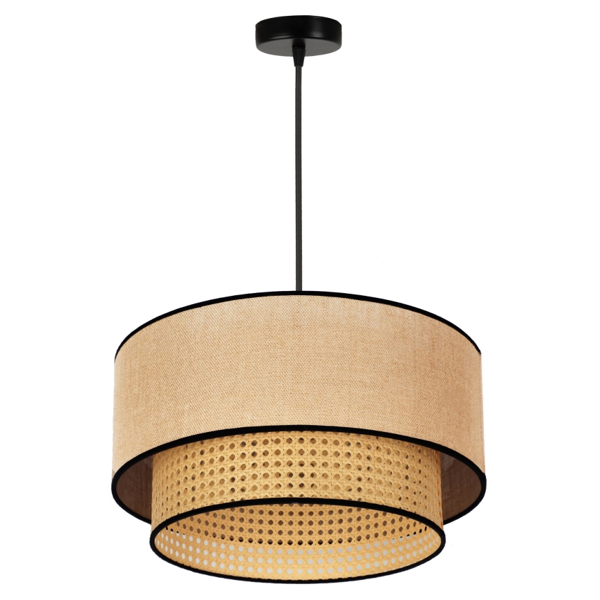 Duolla - Lampadario a sospensione con filo BOHO 1xE27/15W/230V diametro 45 cm beige/rattan