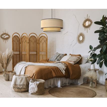 Duolla - Lampadario a sospensione con filo BOHO 1xE27/15W/230V diametro 45 cm beige/rattan