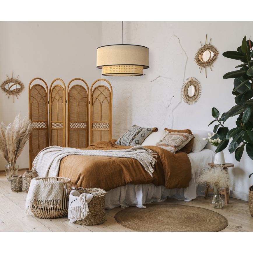 Duolla - Lampadario a sospensione con filo BOHO 1xE27/15W/230V diametro 45 cm beige/rattan