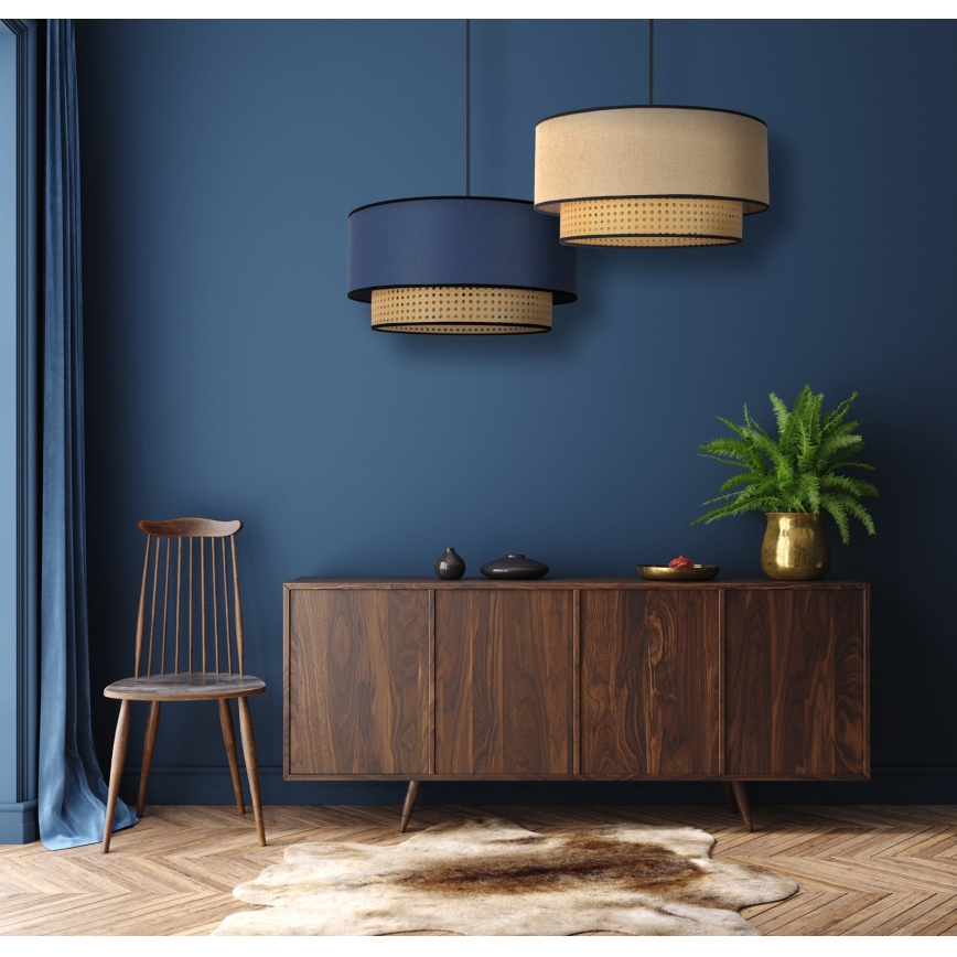 Duolla - Lampadario a sospensione con filo BOHO 1xE27/15W/230V diametro 45 cm beige/rattan