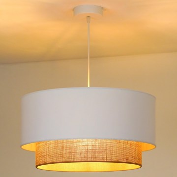 Duolla - Lampadario a sospensione con filo BOHO 1xE27/15W/230V diametro 45 cm bianco/marrone