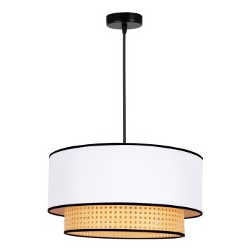 Duolla - Lampadario a sospensione con filo BOHO 1xE27/15W/230V diametro 45 cm bianco/rattan