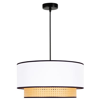 Duolla - Lampadario a sospensione con filo BOHO 1xE27/15W/230V diametro 45 cm bianco/rattan