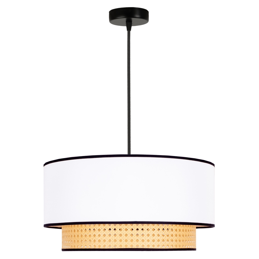 Duolla - Lampadario a sospensione con filo BOHO 1xE27/15W/230V diametro 45 cm bianco/rattan