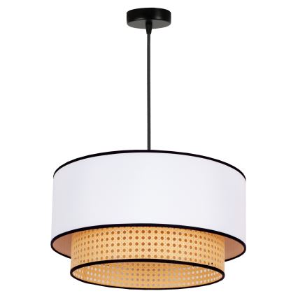Duolla - Lampadario a sospensione con filo BOHO 1xE27/15W/230V diametro 45 cm bianco/rattan
