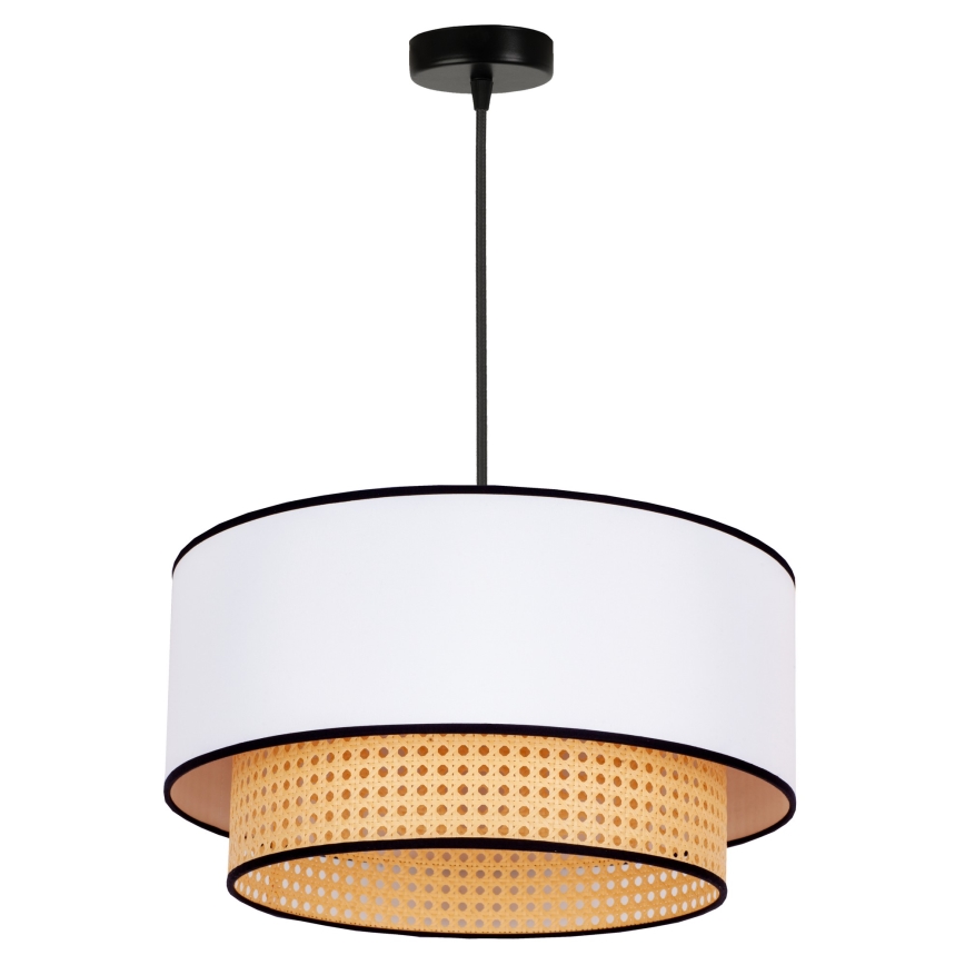 Duolla - Lampadario a sospensione con filo BOHO 1xE27/15W/230V diametro 45 cm bianco/rattan