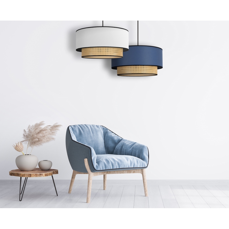 Duolla - Lampadario a sospensione con filo BOHO 1xE27/15W/230V diametro 45 cm bianco/rattan