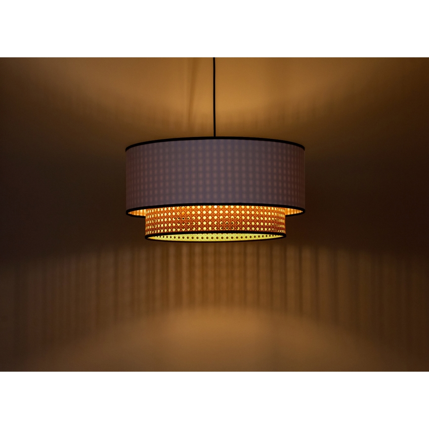 Duolla - Lampadario a sospensione con filo BOHO 1xE27/15W/230V diametro 45 cm bianco/rattan