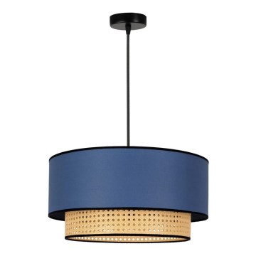 Duolla - Lampadario a sospensione con filo BOHO 1xE27/15W/230V diametro 45 cm blu/rattan