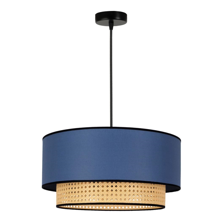 Duolla - Lampadario a sospensione con filo BOHO 1xE27/15W/230V diametro 45 cm blu/rattan