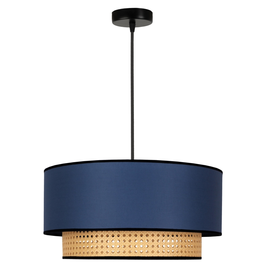 Duolla - Lampadario a sospensione con filo BOHO 1xE27/15W/230V diametro 45 cm blu/rattan
