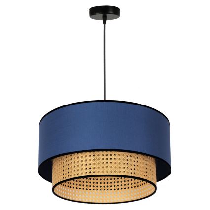 Duolla - Lampadario a sospensione con filo BOHO 1xE27/15W/230V diametro 45 cm blu/rattan