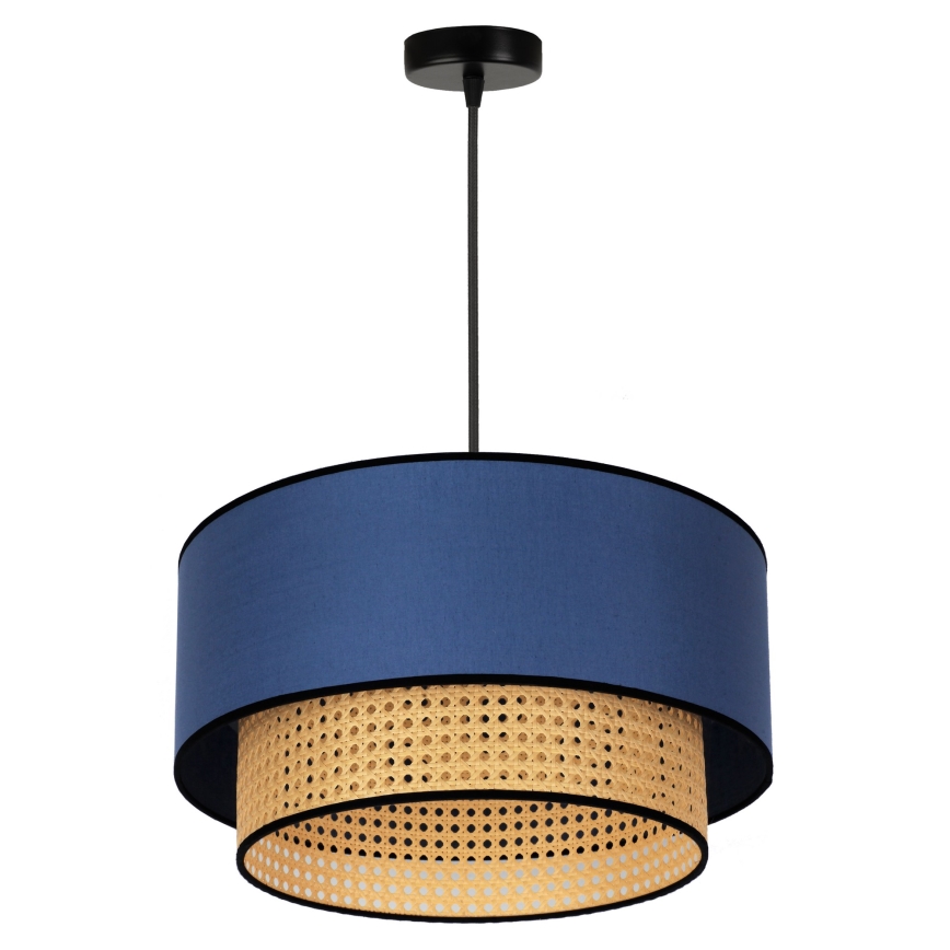 Duolla - Lampadario a sospensione con filo BOHO 1xE27/15W/230V diametro 45 cm blu/rattan