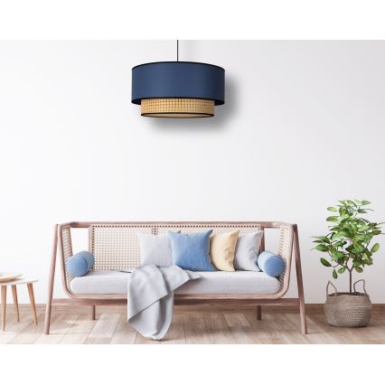 Duolla - Lampadario a sospensione con filo BOHO 1xE27/15W/230V diametro 45 cm blu/rattan
