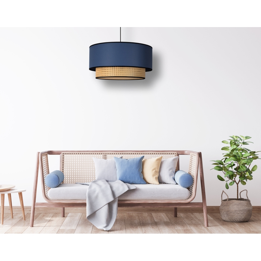 Duolla - Lampadario a sospensione con filo BOHO 1xE27/15W/230V diametro 45 cm blu/rattan