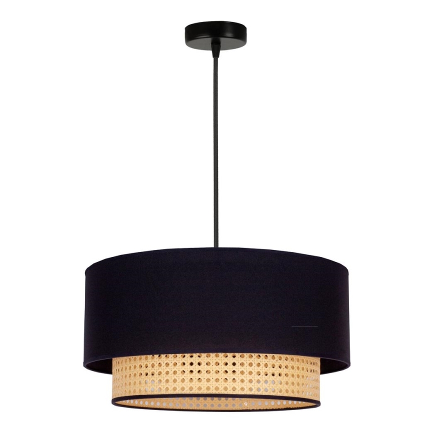 Duolla - Lampadario a sospensione con filo BOHO 1xE27/15W/230V diametro 45 cm nero/rattan