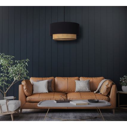 Duolla - Lampadario a sospensione con filo BOHO 1xE27/15W/230V diametro 45 cm nero/rattan