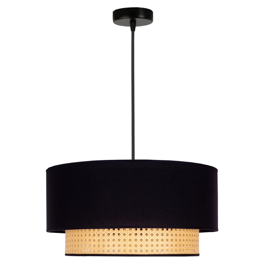 Duolla - Lampadario a sospensione con filo BOHO 1xE27/15W/230V diametro 45 cm nero/rattan
