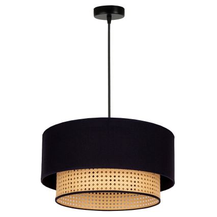 Duolla - Lampadario a sospensione con filo BOHO 1xE27/15W/230V diametro 45 cm nero/rattan