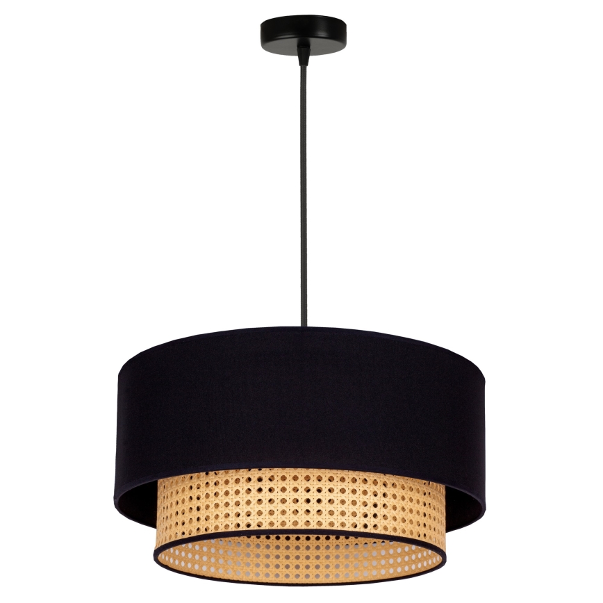 Duolla - Lampadario a sospensione con filo BOHO 1xE27/15W/230V diametro 45 cm nero/rattan