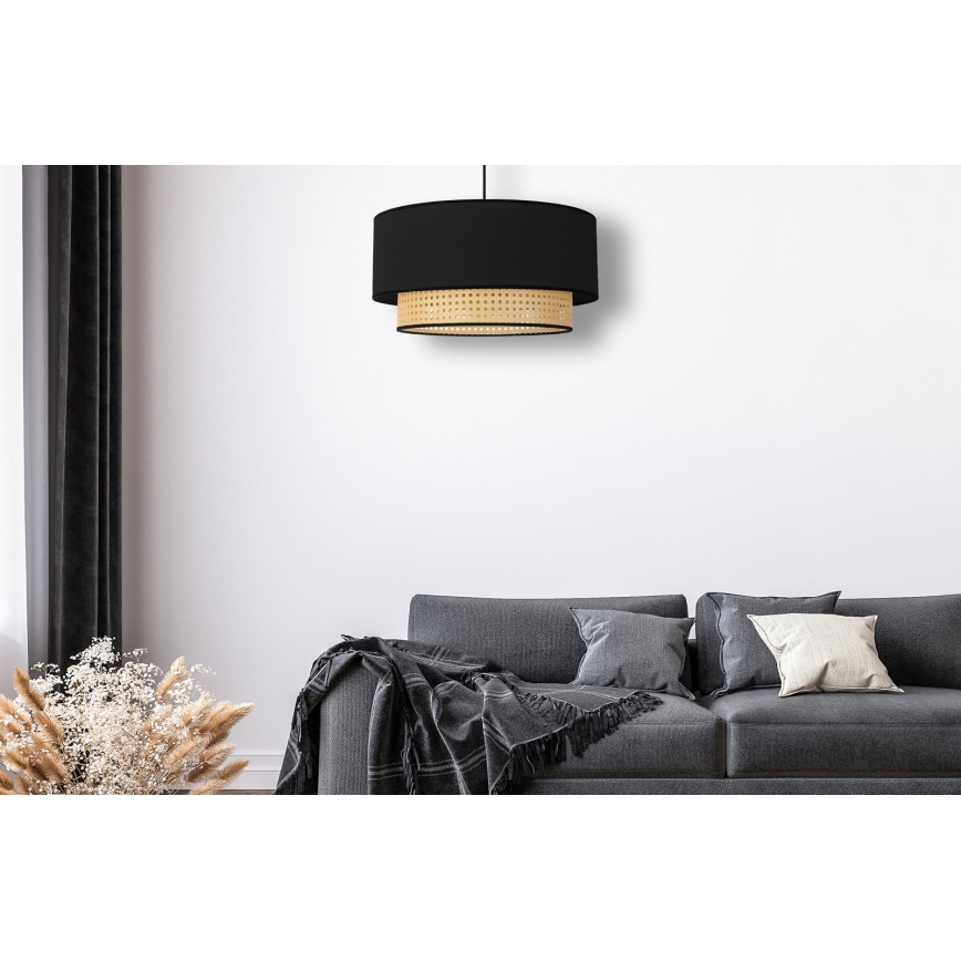 Duolla - Lampadario a sospensione con filo BOHO 1xE27/15W/230V diametro 45 cm nero/rattan